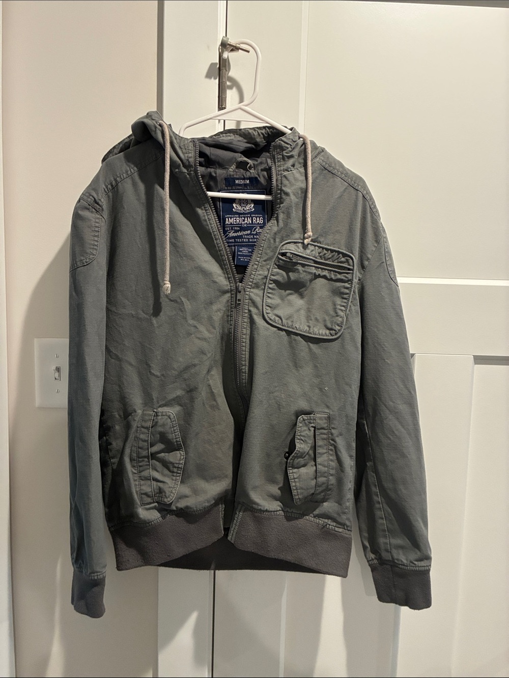 American Rag Lightweight Hooded Zip Jacket in Olive